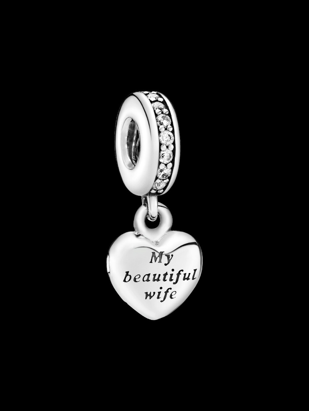 PANDORA Heart Locket Dangle Charm My Beautiful Wife Forever & Always